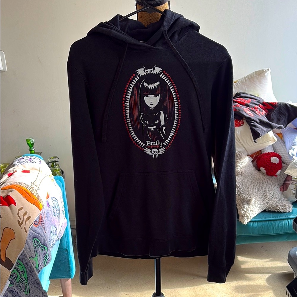 Black Oversized/Unisex Emily The Strange Graphic Hoodie